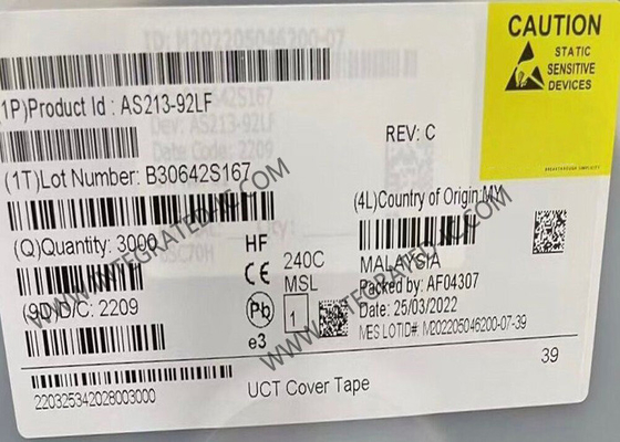 AS213-92LF Wireless Communication Module 0.1GHz To 3GHz pHEMT GaAs SPDT Switch IC