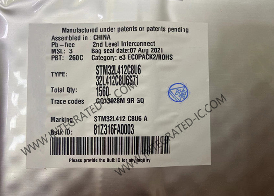 ARM Microcontrollers MCU STM32L412C8U6 ARM Cortex M4 RISC 64KB Flash 48-UFQFPN