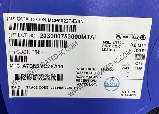 MCP6022T-E/SN Integrated Circuit Chip Dual Channel 10MHz Operational Amplifiers SOIC-8
