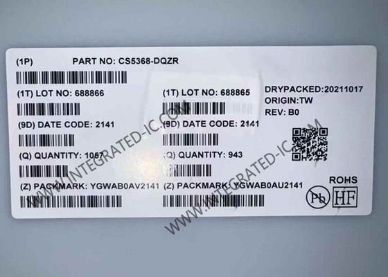 CS5368-DQZR Integrated Circuit Chip 114dB 192kHz 8-Channel A/D Converter LQFP-48