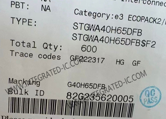 Integrated Circuit Chip STGWA40H65DFB Trench Gate Field Stop 650V IGBT Transistor