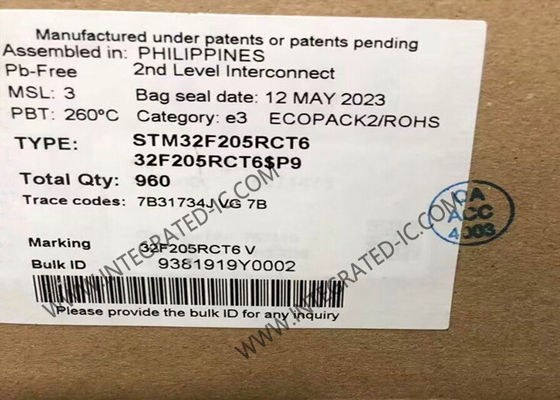 ICs Chip STM32F205RCT6 ARM Microcontrollers - MCU 32BIT ARM Cortex M3 Connectivity 256kB