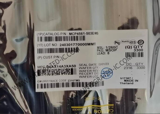 MCP4561-503E/MS Integrated Circuit Chip Digital Potentiometers 8-Bit Single Digital POT