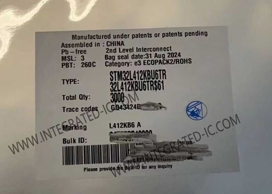 32UFQFN Microcontroller MCU STM32L412KBU6 Microcontroller IC 80MHz High Performance