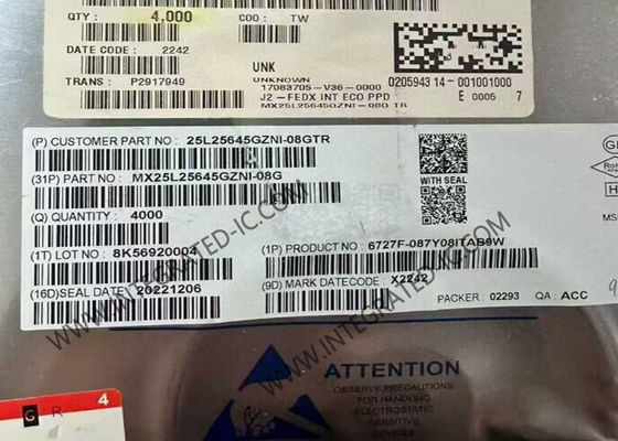 MX25L25645GZNI-08G Memory IC Chip 120MHz 256Mbit SPI NOR Flash Memory IC WSON8