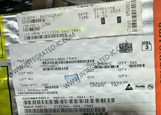 FT2232H-56Q Integrated Circuit Chip 70mA Dual High Speed USB Controller VQFN56