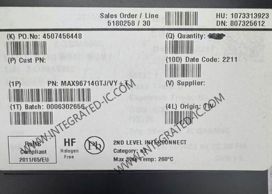 MAX96714GTJ Integrated Circuit Chip Single GMSL1 To CSI-2 Deserializer with High-Speed Data Transmission