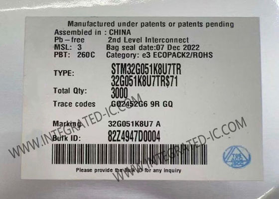 STM32G051K8U7TR Microcontroller MCU 32-Bit 64MHz ARM Cortex-M0+ with 30 I/O and 1.7V ~ 3.6V Supply