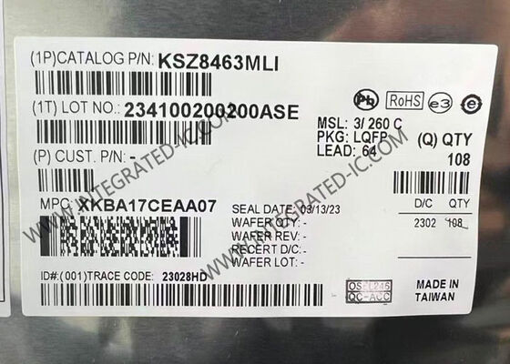 KSZ8463MLI Ethernet IC Three Port Ethernet Switch With Fiber LQFP64 Integrated Circuit