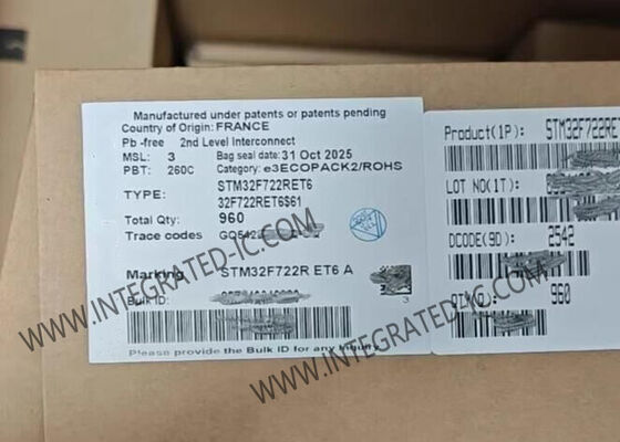 STM32F722RET6 Microcontroller MCU 32-Bit ARM Cortex-M7 with 512KB FLASH and 216 MHz Clock Speed