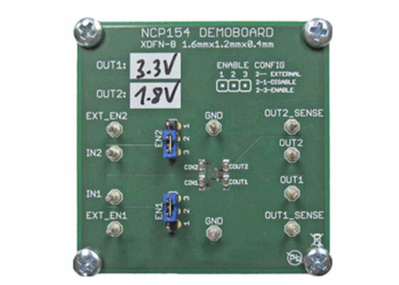 NCP154MXTAGEVB Embedded Solutions Dual Channels Fixed Linear Voltage Regulator Evaluation Board