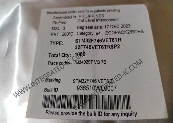 STM32F746VET6TR 32-Bit Microcontroller MCU with 216MHz ARM Cortex-M7 Core and 512KB Flash Memory