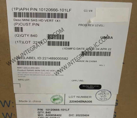 10120666-101LF Mini-SAS HD Connector 16 Position with 6 Gb/s and 12 Gb/s Data Rates and Gold Contact Finish