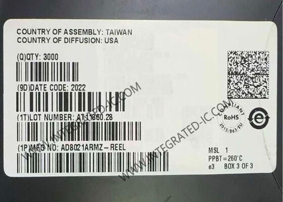 AD8021ARMZ Integrated Circuit Chip Low Noise High Speed Amplifier with 1 GHz Gain Bandwidth for 16-Bit Systems