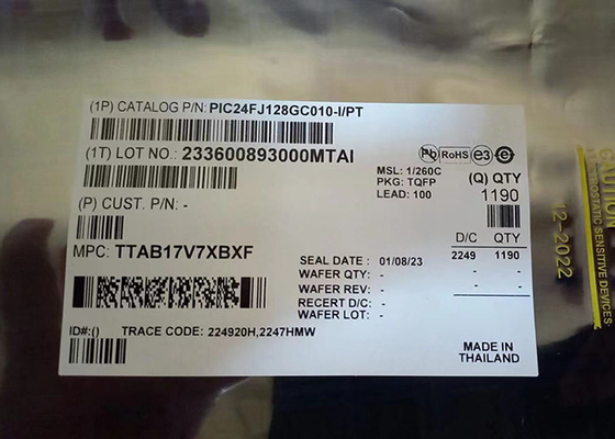 Integrated Circuit Chip PIC24FJ128GC010-I/PT Microcontroller Chip 32MHz TQFP100