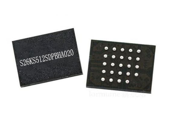 512Mbit Memory IC S26KS512SDPBHA020 NOR Flash Memory Chip 24-FBGA 166MHz Parallel