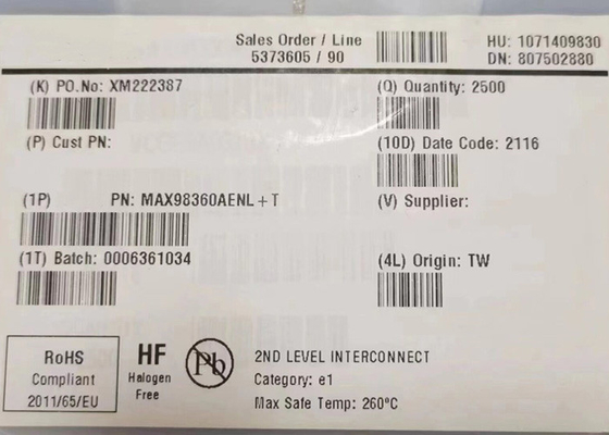 Integrated Circuit Chip MAX98360AENL 1-Channel Class-D Audio Amplifier 9-XFBGA
