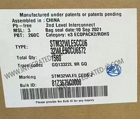 STM32WLE5CCU6 256 Kbytes Flash RF Transceiver IC 48-UFQFN Surface Mount