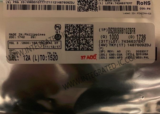DS280BR810ZBFR Integrated Circuit Chip 8-Channel Linear Redriver 28Gbps Linear Repeater