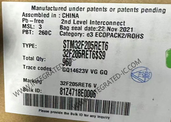 Microcontroller MCU IC STM32F205RET6 FLASH 64-LQFP Package Surface Mount