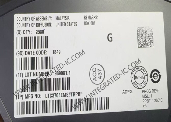 LTC3704EMS Integrated Circuit Chip Positive To Negative DC DC Controller MSOP10