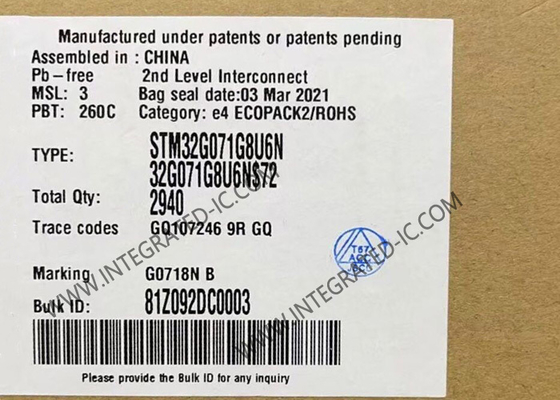 STM32G071G8U6N Microcontroller MCU 32Bit Microcontrollers 64MHz STM32 Mainstream MCU