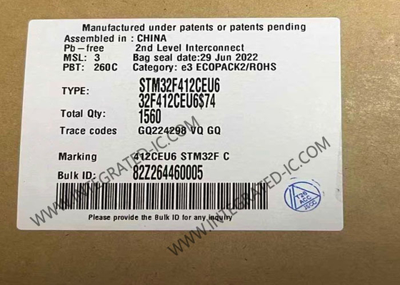 Microcontrollers IC STM32F412CEU6 Single-Core 100MHz 48-UFQFPN Package