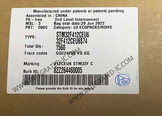 STM32F412CEU6 Microcontroller MCU 100MHz 32Bit Microcontroller IC UFQFPN48 Embedded MCU