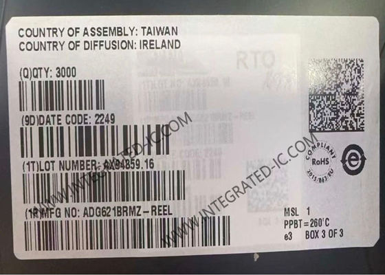 ADG621BRMZ Integrated Circuit Chip Dual SPST Switch IC with 10-lead MSOP Package 2.7V to 5.5V Single Supply and ±2.7V to ±5.5V Dual Supply