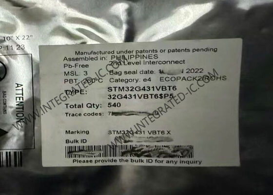 STM32G431VBT6 Microcontroller MCU 32-Bit Single-Core with 170 MHz, 128KB Flash Memory, and 23-Channel ADC