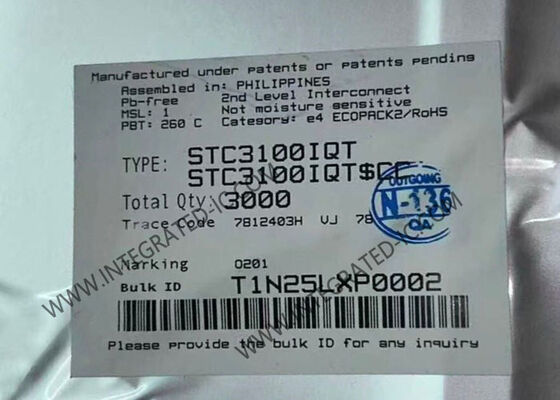 STC3100IQT Battery Monitor IC with Coulomb Counter 2.5A Output Current and I2C Interface for Lithium Ion Batteries