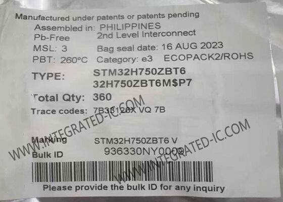 STM32H750ZBT6 32-Bit Microcontroller MCU with 480MHz ARM Cortex-M7, 128 kB Flash Memory, and 144-LQFP Package