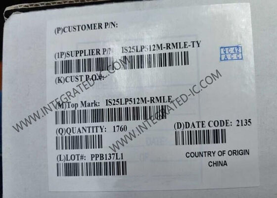 IS25LP512M-RMLE-TY Memory IC Chip 512Mbit Serial NOR Flash Memory Chip with 133 MHz Clock Frequency and SPI - Quad I/O Interface