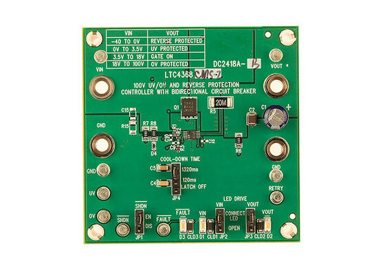 DC2418A-B Embedded Solutions LTC4368-2 - Overcurrent Overvoltage Circuit Protection Evaluation Board
