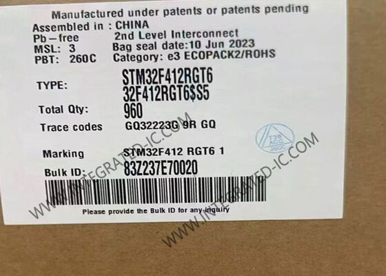 STM32F412RGT6 100MHz 1MB FLASH 64-LQFP Surface Mount Microcontrollers IC