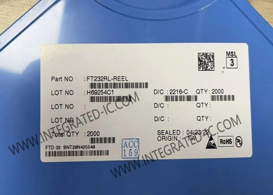 FT232RL USB UART Interface IC with USB 2.0 Full Speed 3.3V to 5.25V Single Supply in SSOP-28 Package