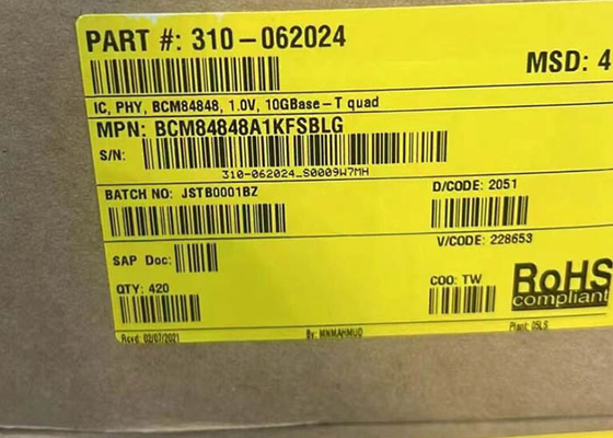 Ethernet IC BCM84848A1KFSBLG Four-Port 10GBASE-T Transceiver IC BGA Package