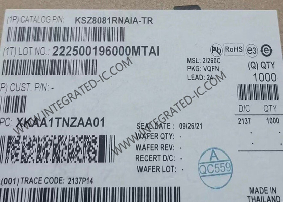 KSZ8081RNAIA Ethernet IC 10/100 Base-T/TX Physical Layer Transceiver With RMII Support