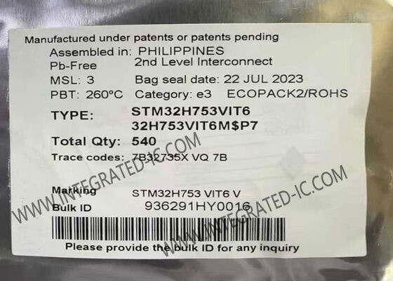 STM32H753VIT6 Microcontroller MCU 480MHz ARM Cortex with 2 CAN Controllers in 100-LQFP Package