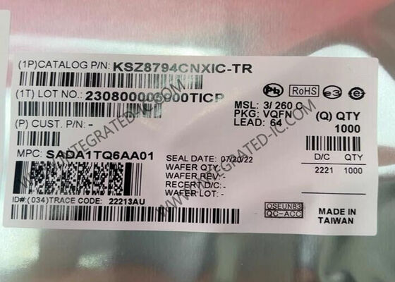 KSZ8794CNXIC Ethernet IC 4-Port Managed Ethernet Switch Chip in QFN-64 Package